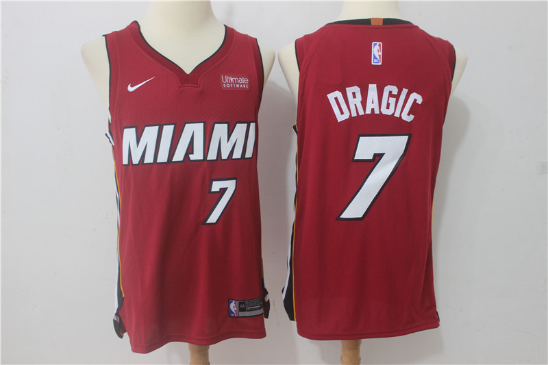 Men Miami Heat #7 Dragic Red Game Nike NBA Jerseys